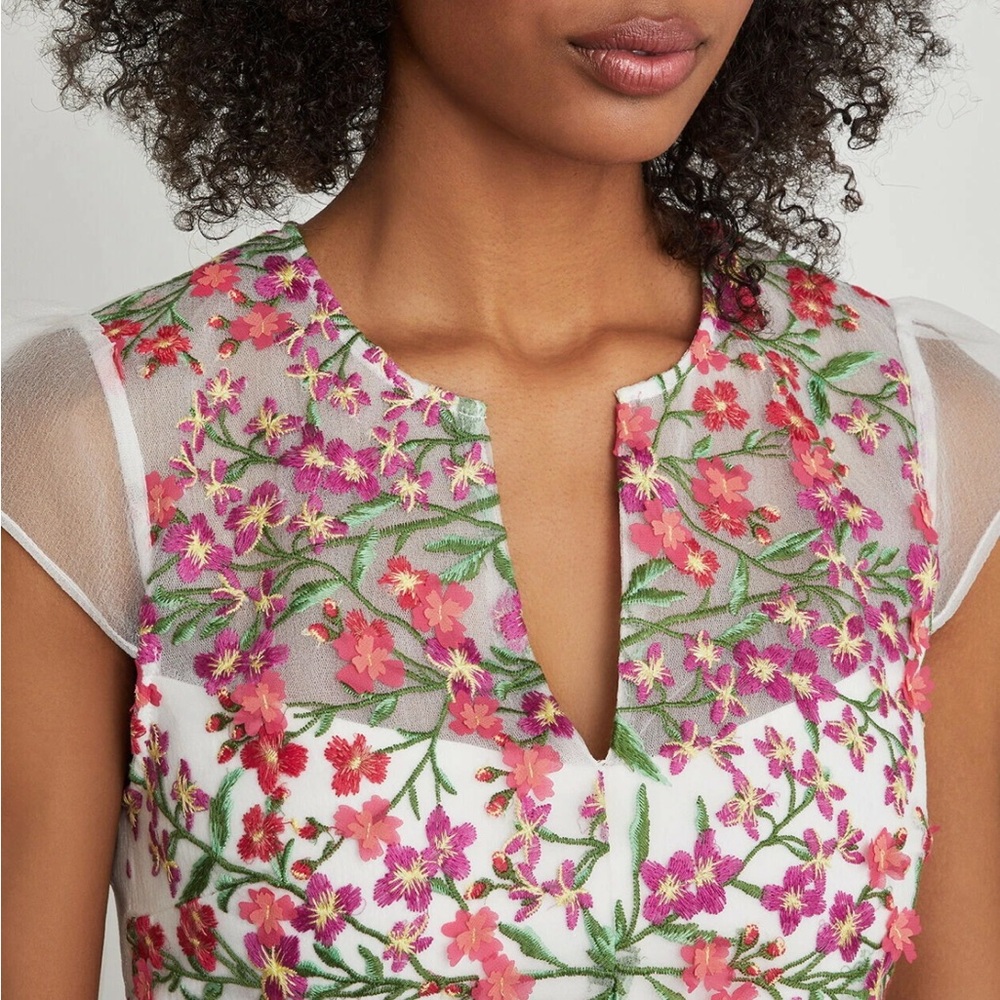 BCBGMaxAzria Pink Floral Sheer Crop Top